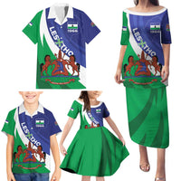 Lesotho 1966 Unique Family Matching Puletasi and Hawaiian Shirt Spiral Aloe Coat of Arms - Wonder Print Shop