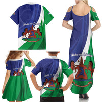 Lesotho 1966 Unique Family Matching Summer Maxi Dress and Hawaiian Shirt Spiral Aloe Coat of Arms - Wonder Print Shop