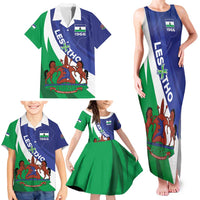 Lesotho 1966 Unique Family Matching Tank Maxi Dress and Hawaiian Shirt Spiral Aloe Coat of Arms - Wonder Print Shop