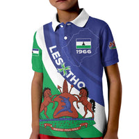 Lesotho 1966 Unique Kid Polo Shirt Spiral Aloe Coat of Arms - Wonder Print Shop