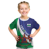 Lesotho 1966 Unique Kid T Shirt Spiral Aloe Coat of Arms - Wonder Print Shop