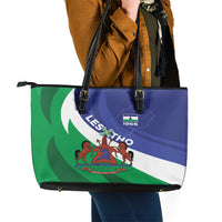Lesotho 1966 Unique Leather Tote Bag Spiral Aloe Coat of Arms - Wonder Print Shop