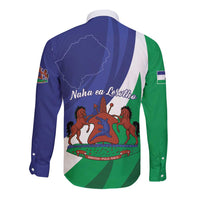 Lesotho 1966 Unique Long Sleeve Button Shirt Spiral Aloe Coat of Arms - Wonder Print Shop