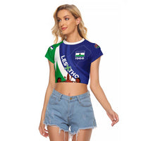 Lesotho 1966 Unique Raglan Cropped T Shirt Spiral Aloe Coat of Arms - Wonder Print Shop