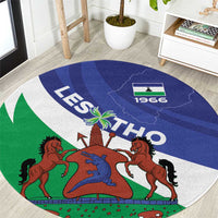 Lesotho 1966 Unique Round Carpet Spiral Aloe Coat of Arms