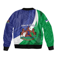 Lesotho 1966 Unique Sleeve Zip Bomber Jacket Spiral Aloe Coat of Arms - Wonder Print Shop