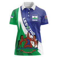 Lesotho 1966 Unique Women Polo Shirt Spiral Aloe Coat of Arms - Wonder Print Shop