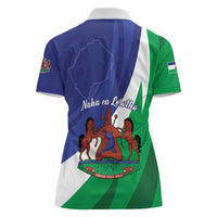 Lesotho 1966 Unique Women Polo Shirt Spiral Aloe Coat of Arms - Wonder Print Shop