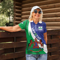 Lesotho 1966 Unique Women Polo Shirt Spiral Aloe Coat of Arms - Wonder Print Shop