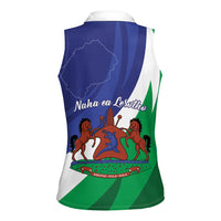 Lesotho 1966 Unique Women Sleeveless Polo Shirt Spiral Aloe Coat of Arms - Wonder Print Shop