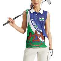 Lesotho 1966 Unique Women Sleeveless Polo Shirt Spiral Aloe Coat of Arms - Wonder Print Shop