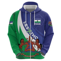Lesotho 1966 Unique Zip Hoodie Spiral Aloe Coat of Arms - Wonder Print Shop