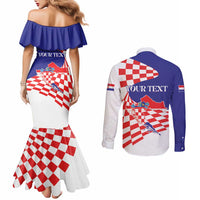 Personalized Croatia Independence Day 1991 Couples Matching Mermaid Dress and Long Sleeve Button Shirt Sretan Dan neovisnosti Hrvatske