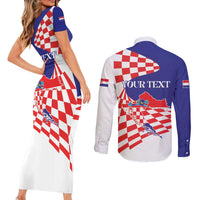 Personalized Croatia Independence Day 1991 Couples Matching Short Sleeve Bodycon Dress and Long Sleeve Button Shirt Sretan Dan neovisnosti Hrvatske - Wonder Print Shop