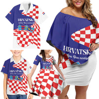 Personalized Croatia Independence Day 1991 Family Matching Off Shoulder Short Dress and Hawaiian Shirt Sretan Dan neovisnosti Hrvatske - Wonder Print Shop