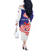 Personalized Croatia Independence Day 1991 Off The Shoulder Long Sleeve Dress Sretan Dan neovisnosti Hrvatske - Wonder Print Shop