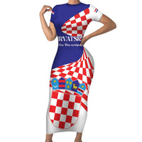 Personalized Croatia Independence Day 1991 Short Sleeve Bodycon Dress Sretan Dan neovisnosti Hrvatske - Wonder Print Shop