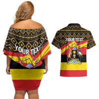 Personalized Uganda Independence Day 1962 Couples Matching Off Shoulder Short Dress and Hawaiian Shirt African Pattern - Wonder Print Shop