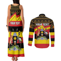 Personalized Uganda Independence Day 1962 Couples Matching Tank Maxi Dress and Long Sleeve Button Shirt African Pattern - Wonder Print Shop