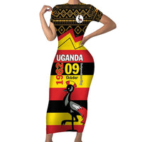 Personalized Uganda Independence Day 1962 Family Matching Short Sleeve Bodycon Dress and Hawaiian Shirt African Pattern - Wonder Print Shop