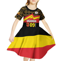 Personalized Uganda Independence Day 1962 Kid Short Sleeve Dress African Pattern - Wonder Print Shop