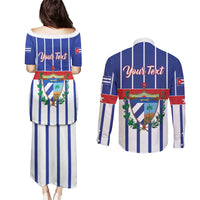 Personalized Cuba Couples Matching Puletasi and Long Sleeve Button Shirt Simple Sporty Style - Wonder Print Shop