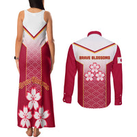 Japan Rugby Couples Matching Tank Maxi Dress and Long Sleeve Button Shirts Brave Blossoms Japanese Motif Pattern - Wonder Print Shop