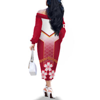 Japan Rugby Family Matching Off Shoulder Long Sleeve Dress and Hawaiian Shirt Brave Blossoms Japanese Motif Pattern - Wonder Print Shop