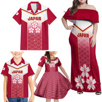 Japan Rugby Family Matching Off Shoulder Maxi Dress and Hawaiian Shirt Brave Blossoms Japanese Motif Pattern - Wonder Print Shop