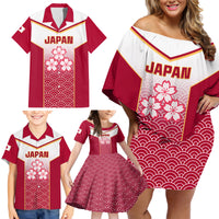 Japan Rugby Family Matching Off Shoulder Short Dress and Hawaiian Shirt Brave Blossoms Japanese Motif Pattern - Wonder Print Shop