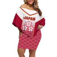 Japan Rugby Family Matching Off Shoulder Short Dress and Hawaiian Shirt Brave Blossoms Japanese Motif Pattern - Wonder Print Shop