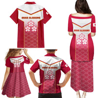 Japan Rugby Family Matching Puletasi Dress and Hawaiian Shirt Brave Blossoms Japanese Motif Pattern - Wonder Print Shop