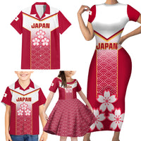 Japan Rugby Family Matching Short Sleeve Bodycon Dress and Hawaiian Shirt Brave Blossoms Japanese Motif Pattern - Wonder Print Shop
