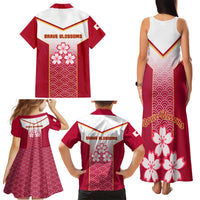 Japan Rugby Family Matching Tank Maxi Dress and Hawaiian Shirt Brave Blossoms Japanese Motif Pattern - Wonder Print Shop