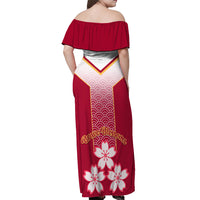Japan Rugby Off Shoulder Maxi Dress Brave Blossoms Japanese Motif Pattern - Wonder Print Shop