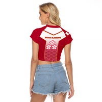 Japan Rugby Raglan Cropped T Shirt Brave Blossoms Japanese Motif Pattern - Wonder Print Shop