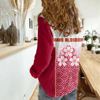 Japan Rugby Women Casual Shirt Brave Blossoms Japanese Motif Pattern - Wonder Print Shop