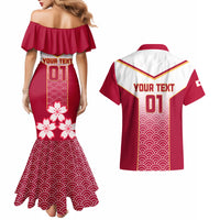 Custom Japan Rugby Couples Matching Mermaid Dress and Hawaiian Shirt Brave Blossoms Japanese Motif Pattern - Wonder Print Shop