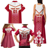 Custom Japan Rugby Family Matching Tank Maxi Dress and Hawaiian Shirt Brave Blossoms Japanese Motif Pattern - Wonder Print Shop