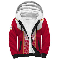 Custom Japan Rugby Sherpa Hoodie Brave Blossoms Japanese Motif Pattern - Wonder Print Shop
