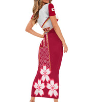 Custom Japan Rugby Short Sleeve Bodycon Dress Brave Blossoms Japanese Motif Pattern - Wonder Print Shop