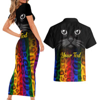 Personalised Ally Cat Couples Matching Short Sleeve Bodycon Dress and Hawaiian Shirt 2023 National Coming Out Day - Wonder Print Shop