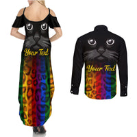 Personalised Ally Cat Couples Matching Summer Maxi Dress and Long Sleeve Button Shirts 2023 National Coming Out Day - Wonder Print Shop