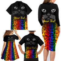 Personalised Ally Cat Family Matching Long Sleeve Bodycon Dress and Hawaiian Shirt 2023 National Coming Out Day - Wonder Print Shop