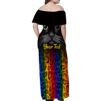 Personalised Ally Cat Family Matching Off Shoulder Maxi Dress and Hawaiian Shirt 2023 National Coming Out Day - Wonder Print Shop