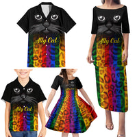 Personalised Ally Cat Family Matching Puletasi Dress and Hawaiian Shirt 2023 National Coming Out Day - Wonder Print Shop