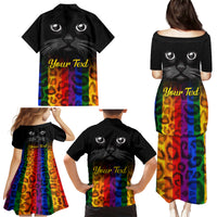 Personalised Ally Cat Family Matching Puletasi Dress and Hawaiian Shirt 2023 National Coming Out Day - Wonder Print Shop