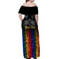 Personalised Ally Cat Off Shoulder Maxi Dress 2023 National Coming Out Day - Wonder Print Shop