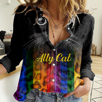 Personalised Ally Cat Women Casual Shirt 2023 National Coming Out Day - Wonder Print Shop