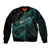 Personalised Aotearoa Bomber Jacket Silver Fern Mix Paua Shell Polynesian Pattern - Wonder Print Shop